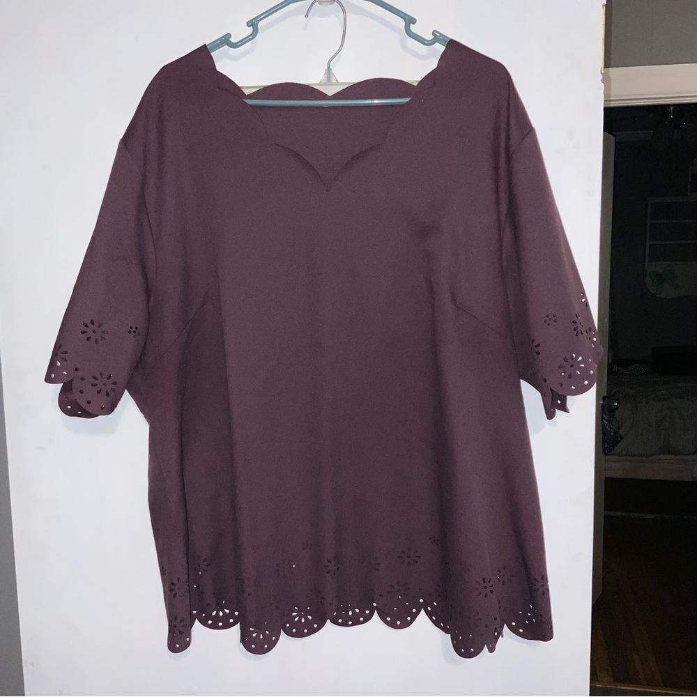 Lavender blouse with floral details